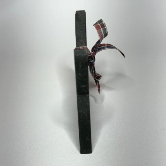 Wooden Black Scottie Dog Decor Vintage Shelf Sitter Red Tartan Ribbon - Picture 4 of 8